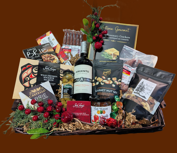 Snackers Gift Basket, Extra Large w/ Wine $210.00