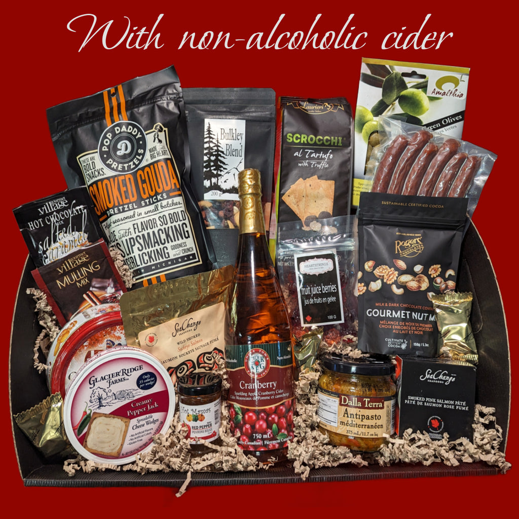 $129.00 Snackers Gift Basket, Large w/ Cider