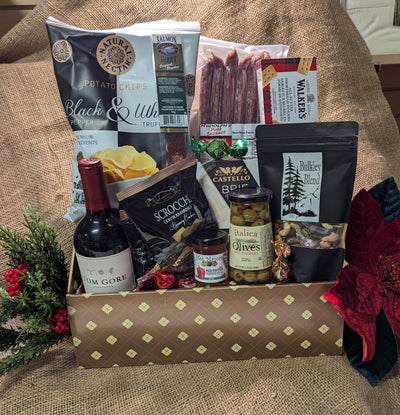 $98.99 Snackers Gift Basket, Medium w/ Wine