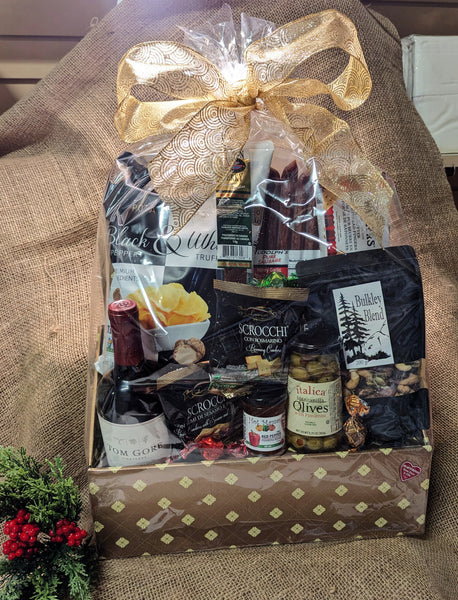 $98.99 Snackers Gift Basket, Medium w/ Wine