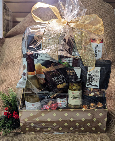 $98.99 Snackers Gift Basket, Medium w/ Wine