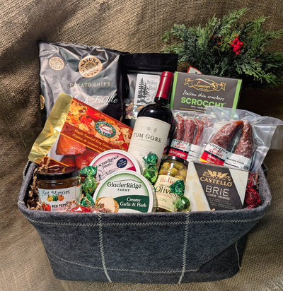 $159.00 Large Festive Charcuterie Box w/ Wine