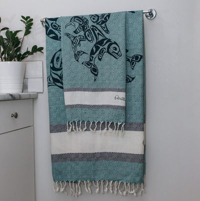 Cotton Towel (Large), Orca Family