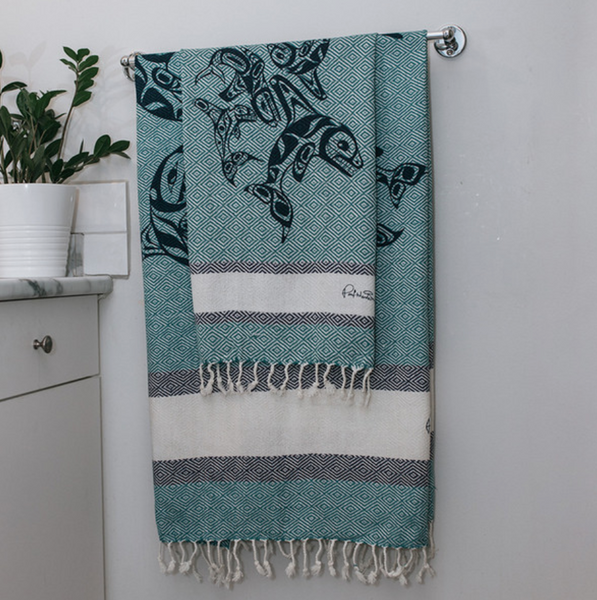 Cotton Towel (Large), Orca Family