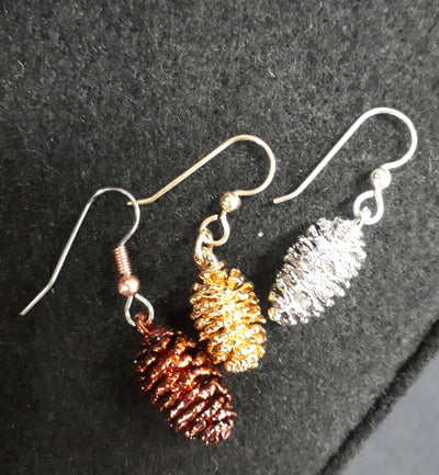 Earrings, B.C Alder Cone-Frosted Leaves