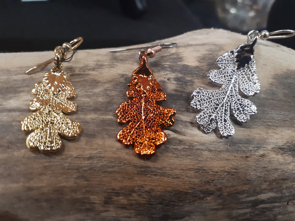 Earrings, B.C Oak Leaf-Frosted Leaves