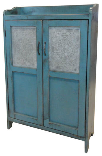 Authentic Wood Punched Tin Cupboard- #357