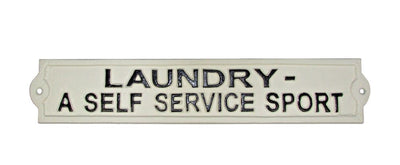 Laundry-A Self Service Sport Plaque, Cast Iron