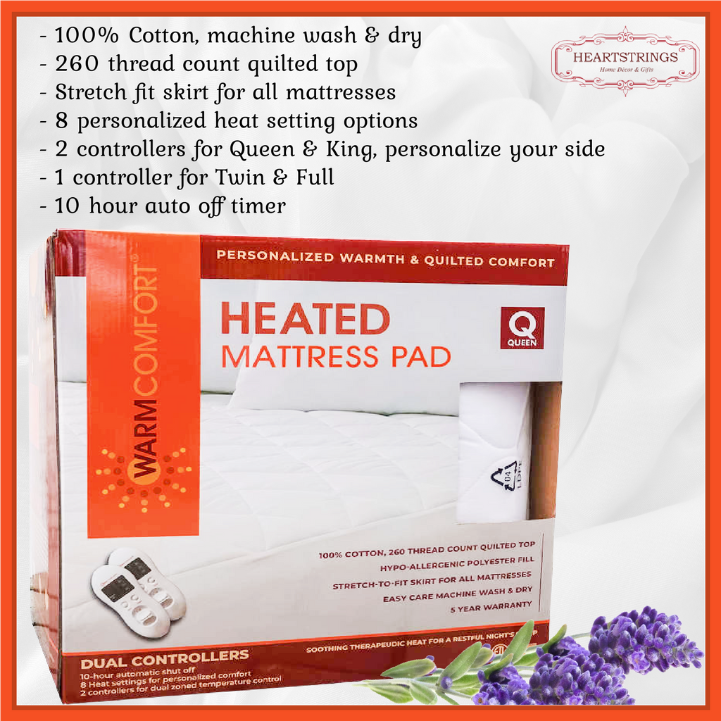 Heated Mattress Pad Warm Comfort Heartstrings Home Decor Gifts