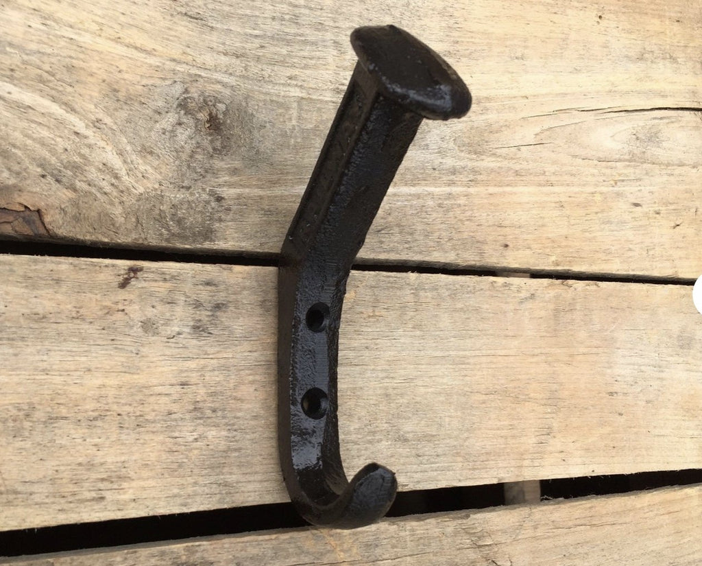 Railway Spike Double Hook, Cast Iron