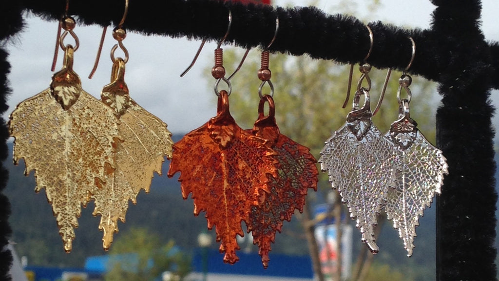 Earrings, B.C Alder Cone-Frosted Leaves