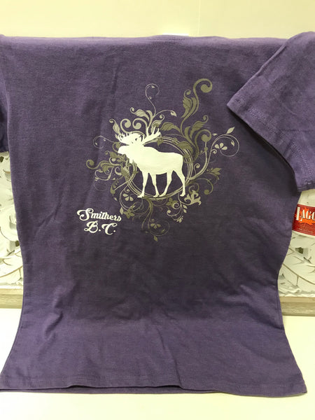 T-Shirt, Ladies-Moose Flourish Smithers BC Collection
