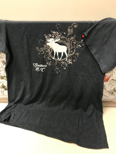 T-Shirt, Ladies-Moose Flourish Smithers BC Collection