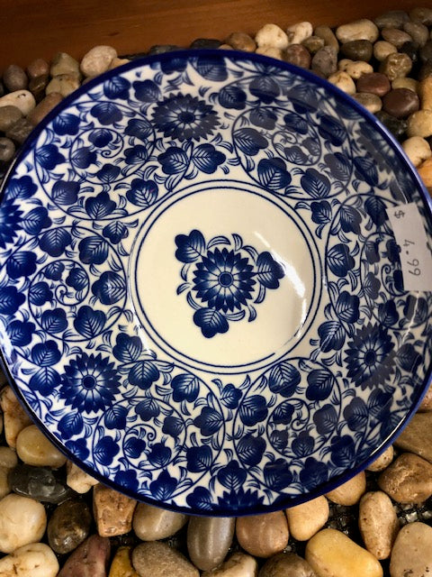 Ace- Bowl 4.75", Blue Vine Flower, Japanese Style Stoneware
