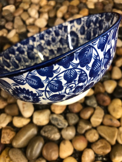 Ace- Bowl 4.75", Blue Vine Flower, Japanese Style Stoneware