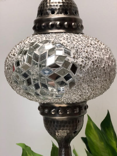 Mosaic Table Lamp, Wht/Silver