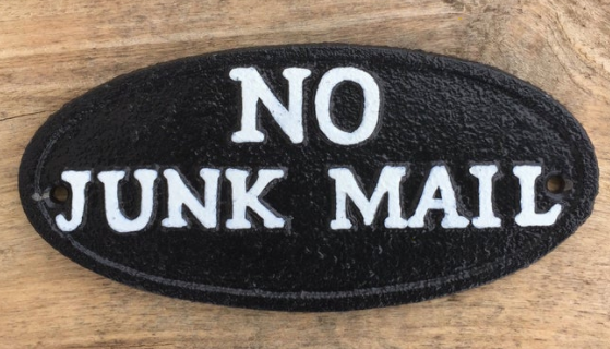 No Junk Mail Plaque, Cast Iron