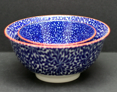 Ace- Bowl 4.75"- Blue Flora- Japanese Style Stoneware