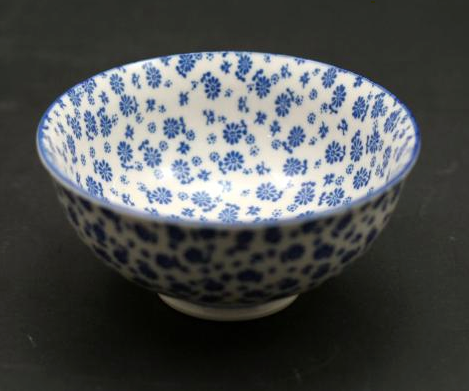 Ace- Bowl 4.75"- Sm. Blue Flower- Japanese Style Stoneware