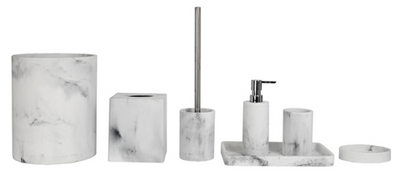 Tumbler/Toothbrush Holder, Michelangelo Resin-Grey Marble