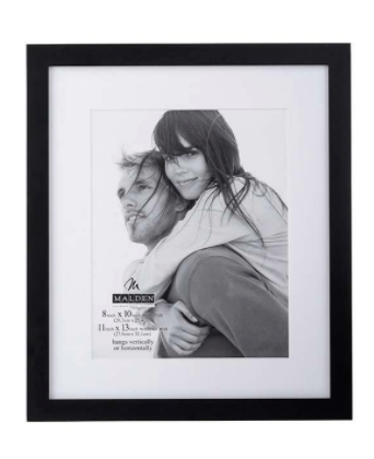 Malden-  8 x 10" or 11 x 13" Linear Wood Matted Frame, B & W