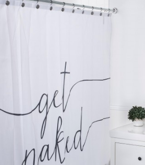 Shower Curtain, Get Naked-Fabric/B & W