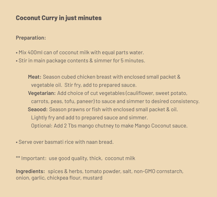 Spice Works- Coconut Curry, All-in-One Sauce & Marinade