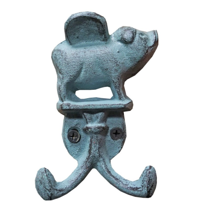 Pigs Fly Dbl Hook, Blue-Cast Iron