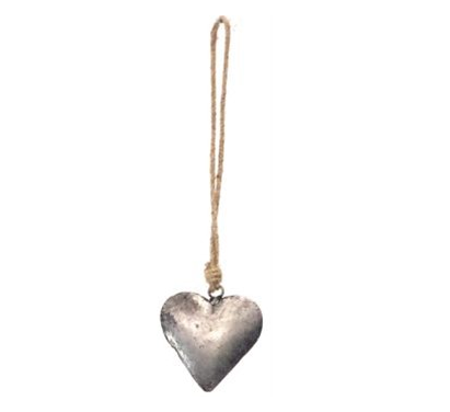 Heart, Single Silver w/String 2.5"