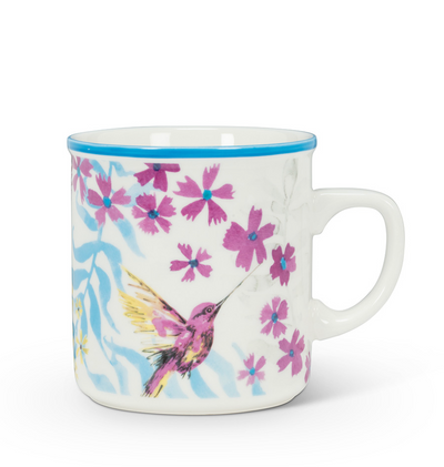 Ceramic Mug, Hummingbird Mug-Rimmed Edge
