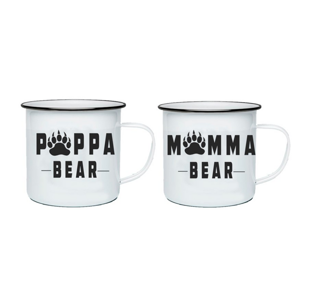 Mug, Enamel-Pappa or Momma Bear