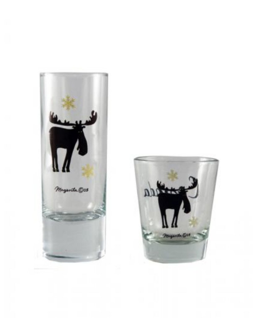 Shooter & Shot Glasses, Moose (Plaid)