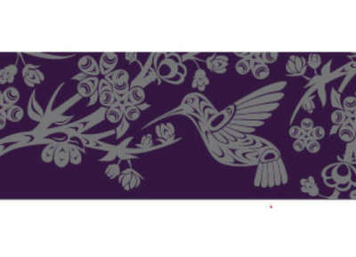 Shawl (Sacred)(Purple/Grey), Blossoms & Hummingbird, Simone Diamond