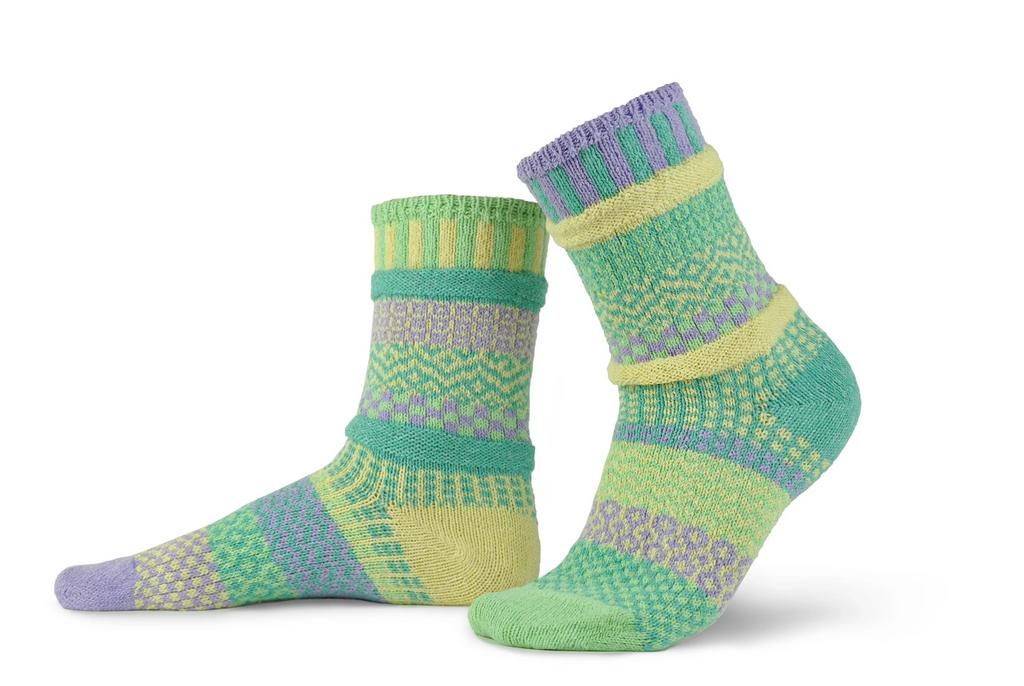 Solmate Mismatched Crew Socks, Chick-a-dee