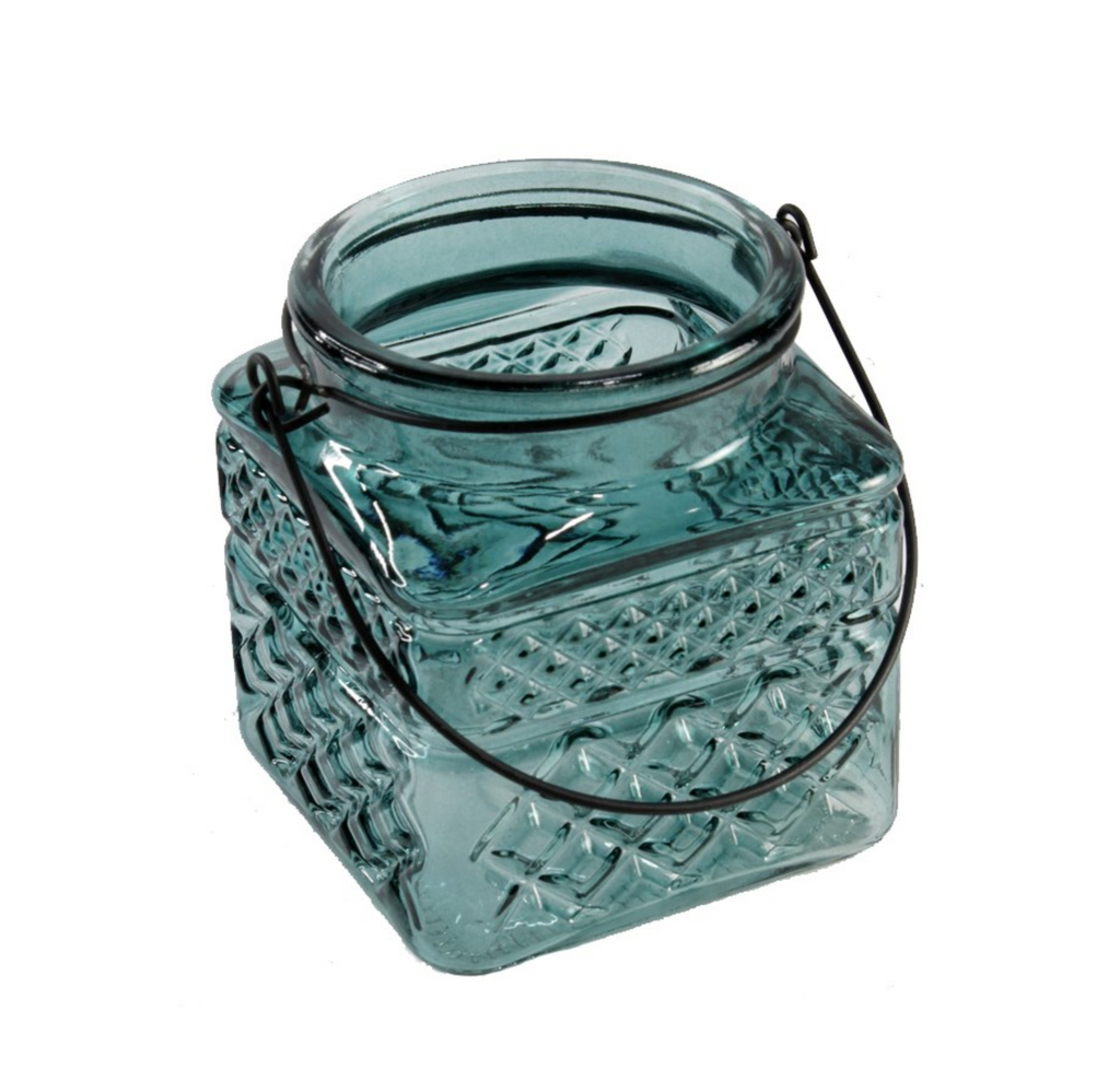 Glass Vase (Square), Turquoise