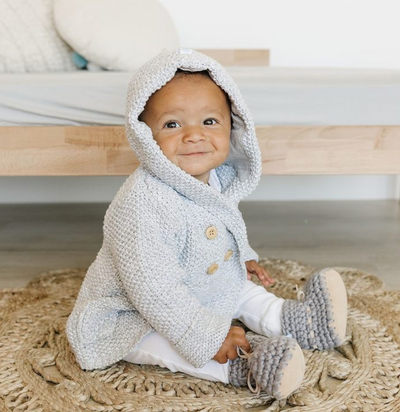 Baby Slippers Sweater Moccasins (Beba Bean)- Grey