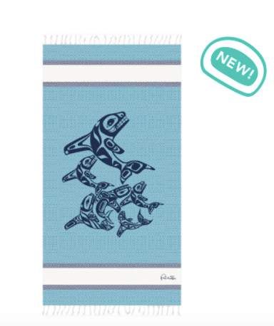 Cotton Towel (Large), Orca Family
