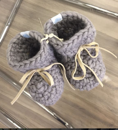 Baby Slippers Sweater Moccasins (Beba Bean)- Ivory