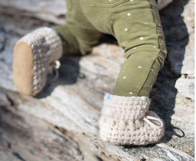 Baby Slippers Sweater Moccasins (Beba Bean)- Navy