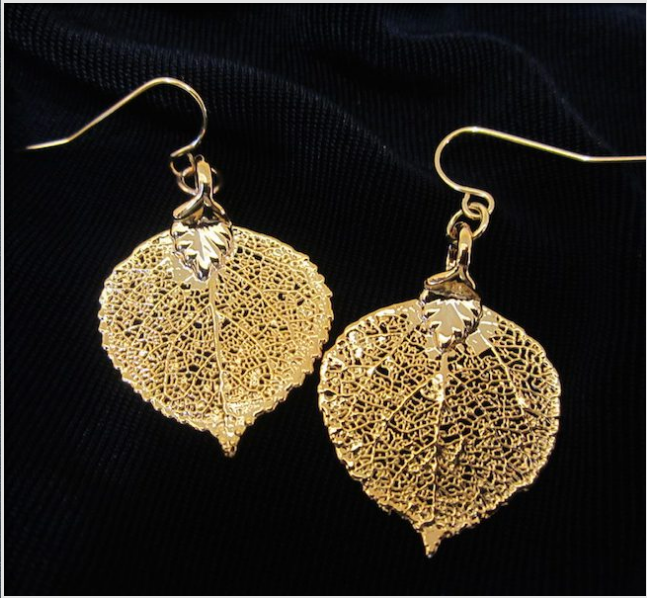 Earrings, B.C Birch Leaf-Frosted Leaves