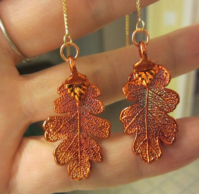 Earrings, B.C Birch Leaf-Frosted Leaves