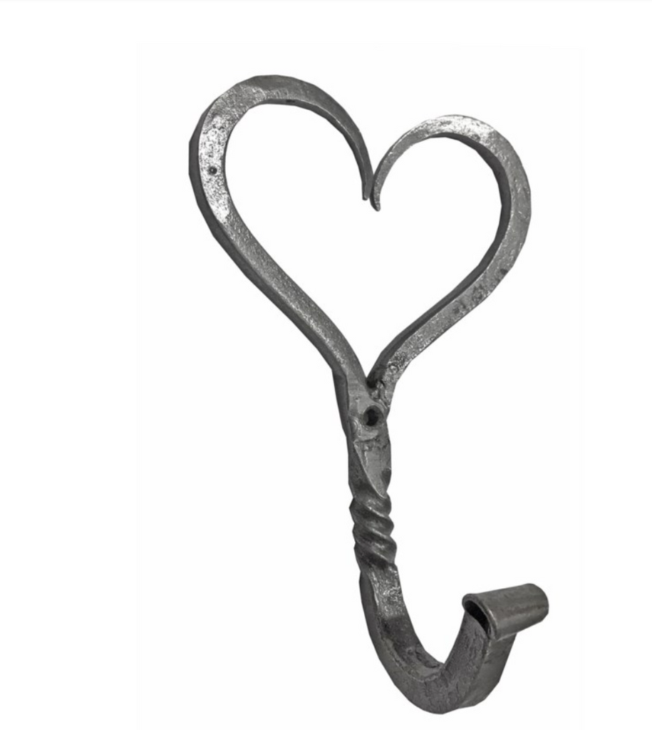 Heart Metal Hook, Hand Forged, Cast Iron
