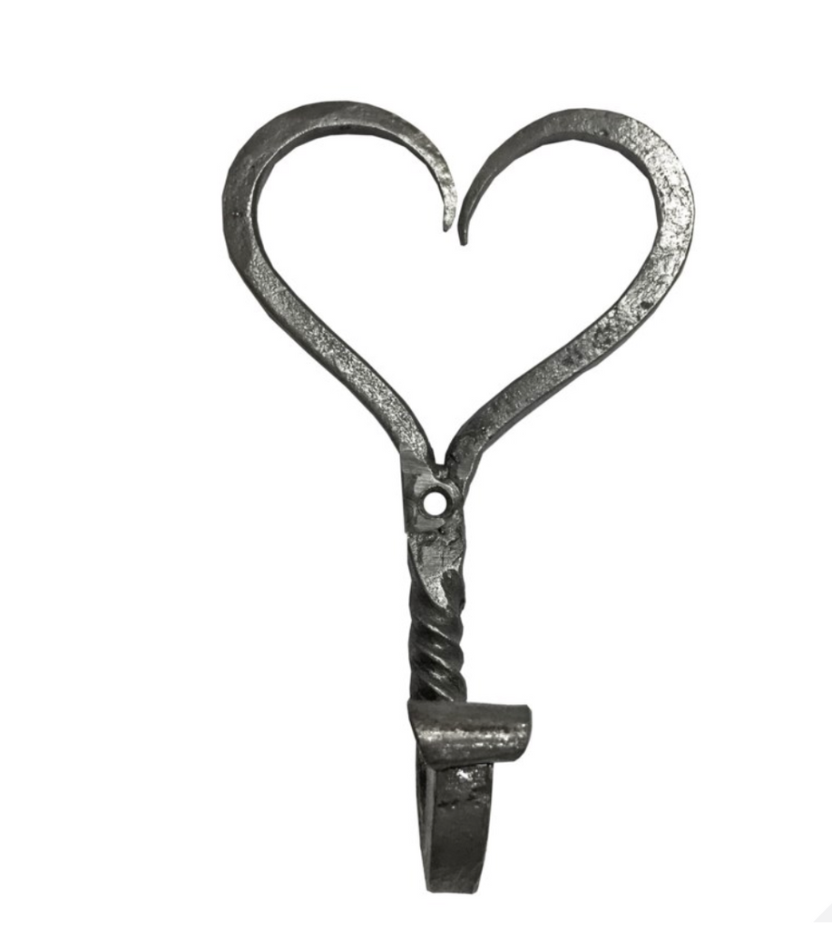 Heart Metal Hook, Hand Forged, Cast Iron