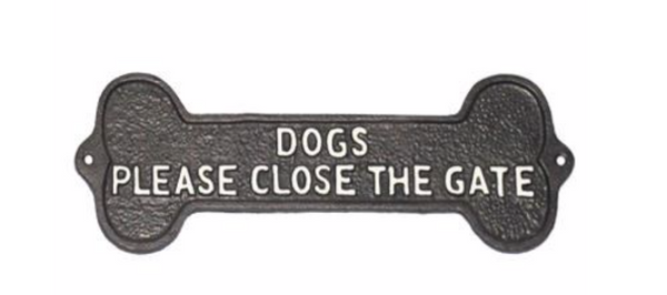 Dogs-Please Close the Gate Plaque, Cast Iron
