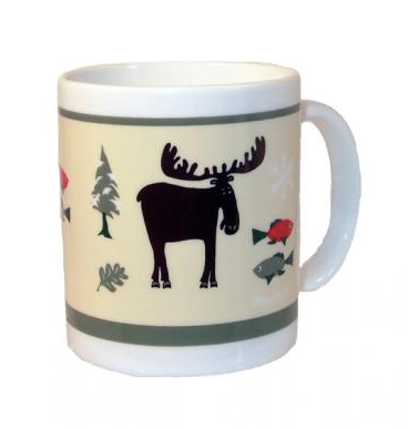 Porcelain Mug, Plaid Moose