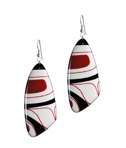 Earrings, Kelly Robinson-Silk Inspired Collection (Red/Blk/Wht)