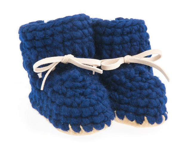 Baby Slippers Sweater Moccasins (Beba Bean)- Navy